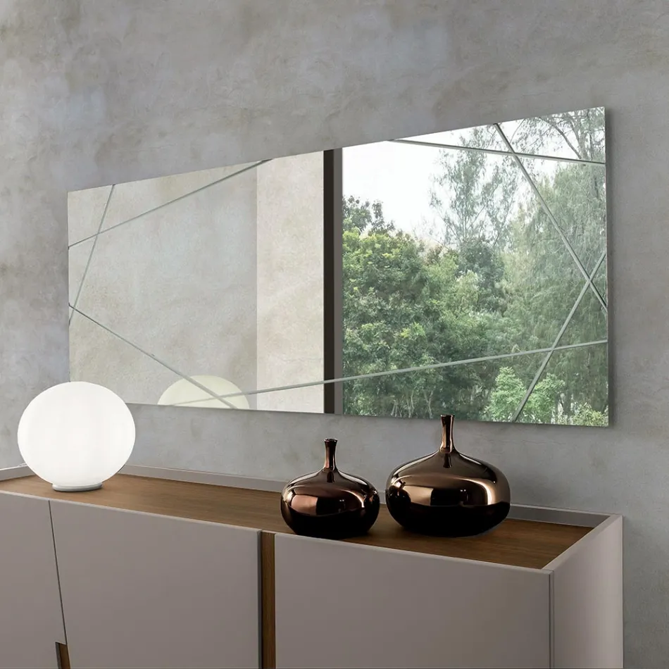 Pasqyrë Drejtkëndëshe me Gdhendje me Lazer Prodhuar në Itali - Alberta Viadurini