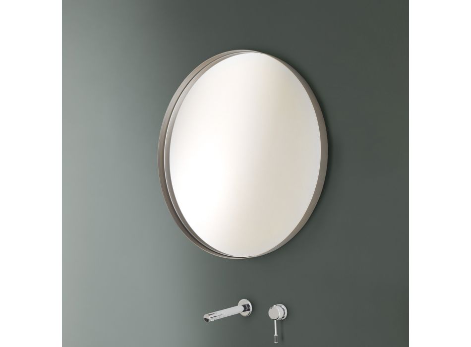 Pasqyrë muri e rrumbullakët me kornizë bronzi, të zezë, platin ose bakri - Renga Viadurini