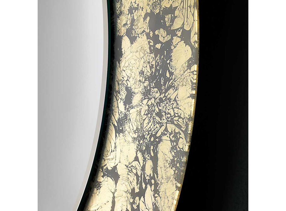 Pasqyrë e rrumbullakët me kornizë qelqi të dekoruar me gjethe prodhuar në Itali - Alisso Viadurini