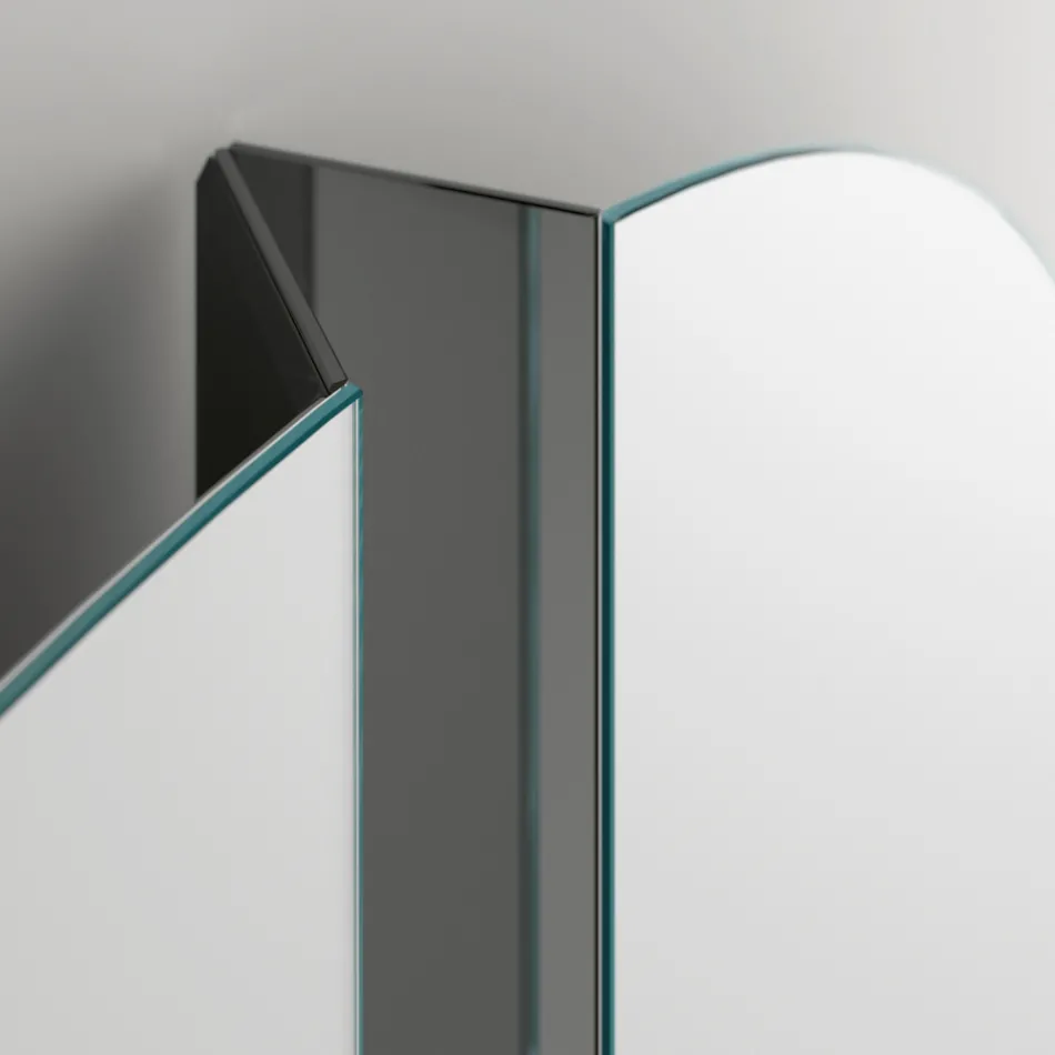 Pasqyrë muri e rrumbullakët me prerje qendrore V që ndan panelet - shpirt Viadurini