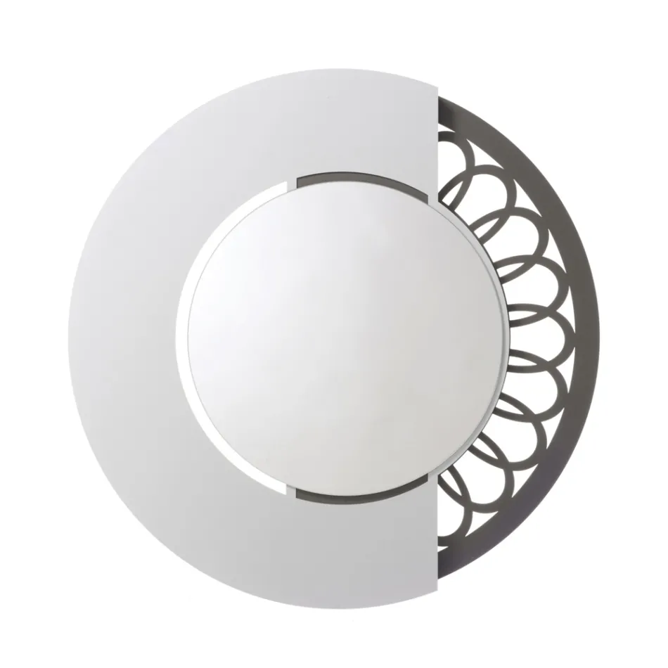 Pasqyrë e rrumbullakët hekuri me dekorim anësor Prodhuar në Itali - dry Viadurini