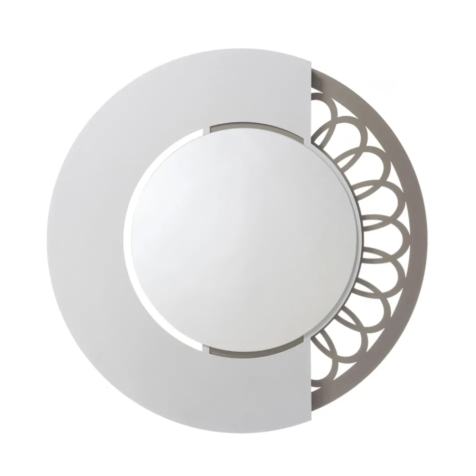 Pasqyrë e rrumbullakët hekuri me dekorim anësor Prodhuar në Itali - dry Viadurini