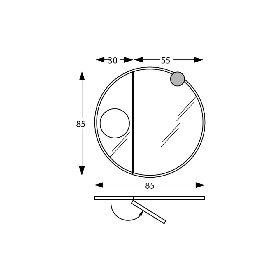 Pasqyrë e rrumbullakët prej druri dhe pasqyrë zmadhuese Prodhuar në Itali - Marie Viadurini