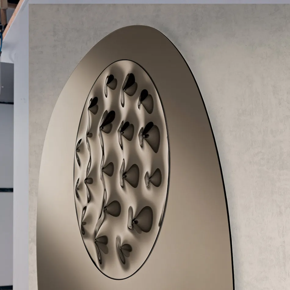 Pasqyrë me formë me futje qelqi të valëzuar Prodhuar në Itali - Adalberta Viadurini