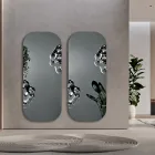 Pasqyrë Drejtkëndëshe me Futje Qelqi të Valëzuar Prodhuar në Itali - Adelasia Viadurini