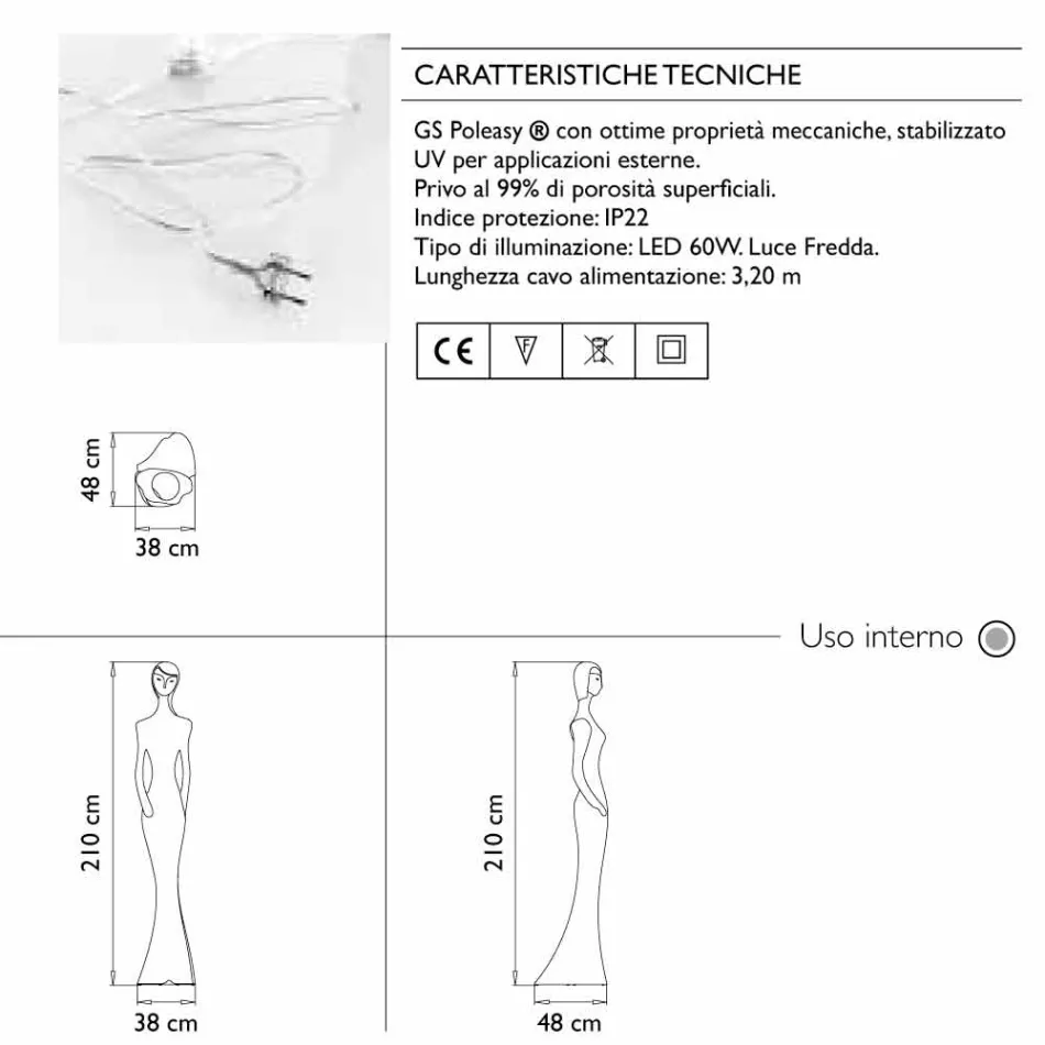 Dizajni i Kati i Statujës me Dritë me Dritë të Led për Indoor - Penelope nga Myyour Viadurini