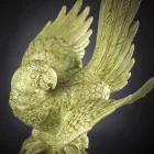 Figurinë qeramike në formë Parrot, punuar me dorë në Itali - Pagallo Viadurini