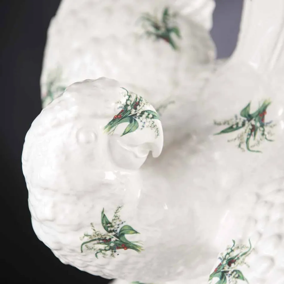 Figurinë qeramike në formë Parrot, punuar me dorë në Itali - Pagallo Viadurini