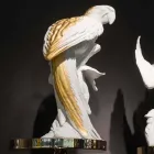 Figurinë e punuar me dorë Qeramike në formë Parrot Prodhuar në Itali - Pagallo Viadurini
