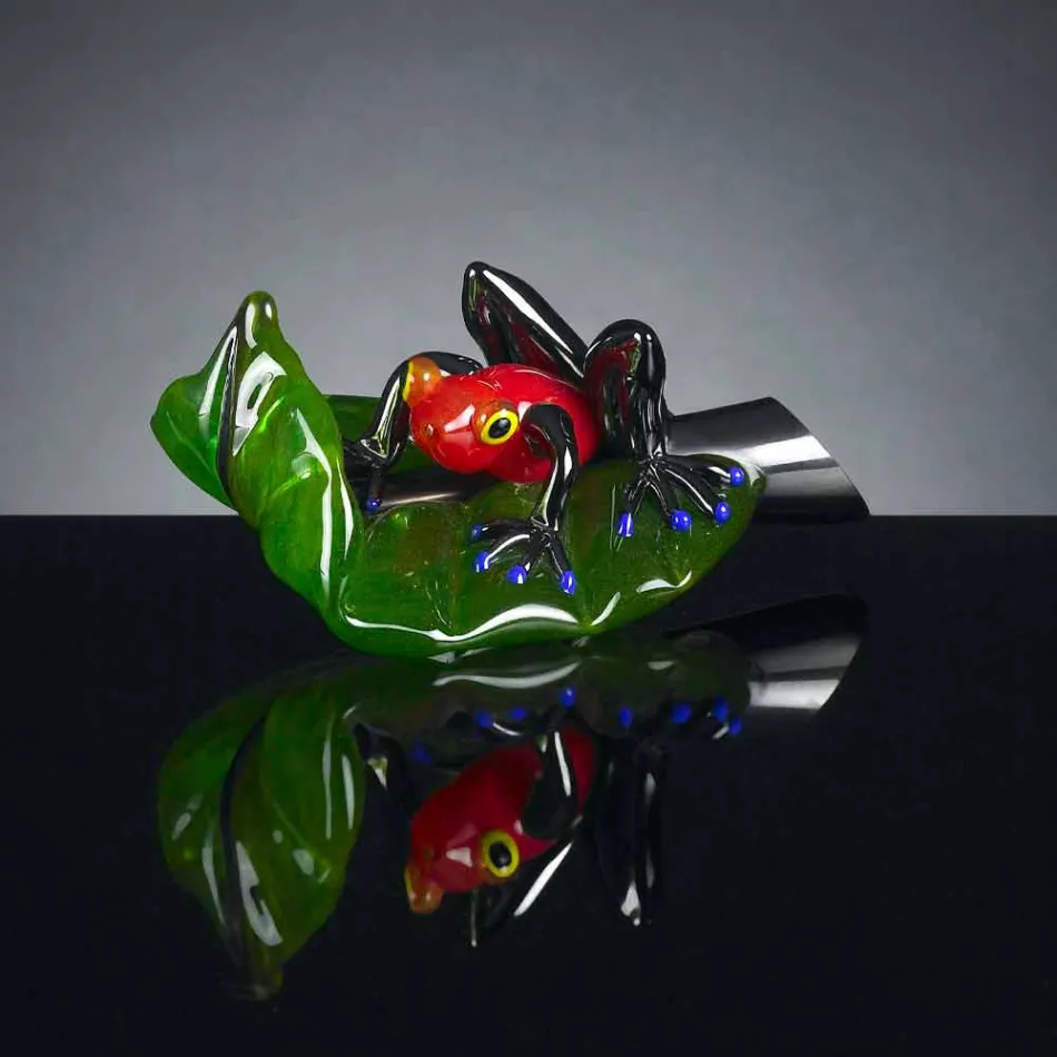 Figurinë dekorative në formën e një bretkocë në fletë qelqi prodhuar në Itali - fletë Viadurini