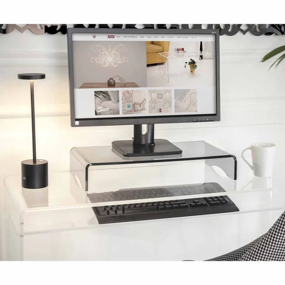 Mbështetëse Monitori në Dizajn Italian Plexiglas transparent ose të tymosur - Nerd Viadurini