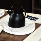 Pllaka moderne e prerjes ovale në mermer të bardhë Carrara prodhuar në Itali - Masha Viadurini