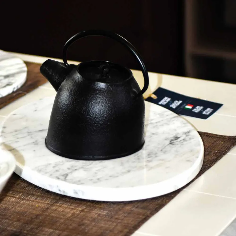 Pllaka moderne e prerjes ovale në mermer të bardhë Carrara prodhuar në Itali - Masha Viadurini