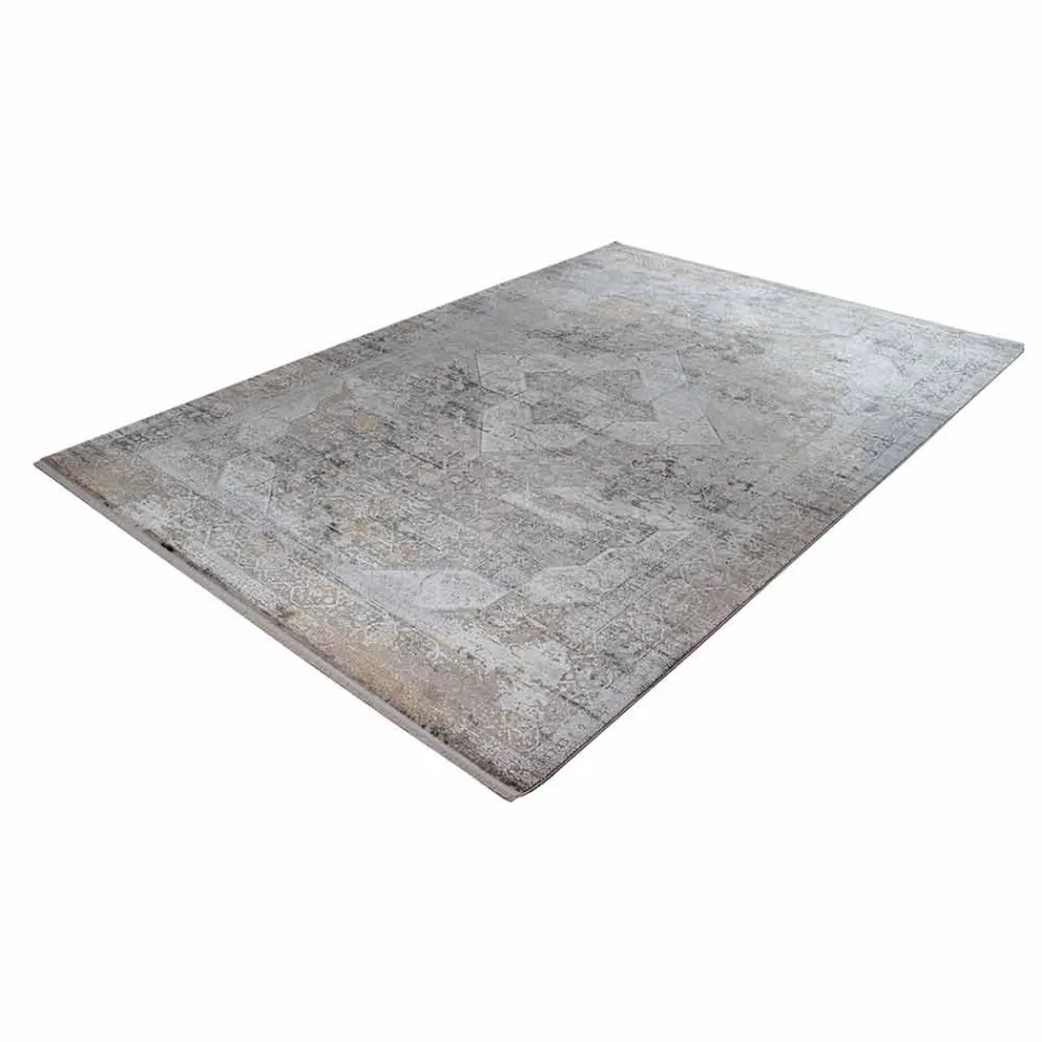 Designer Rug në Viscose dhe Acrylic Grey Grey me Dizajn - President Viadurini