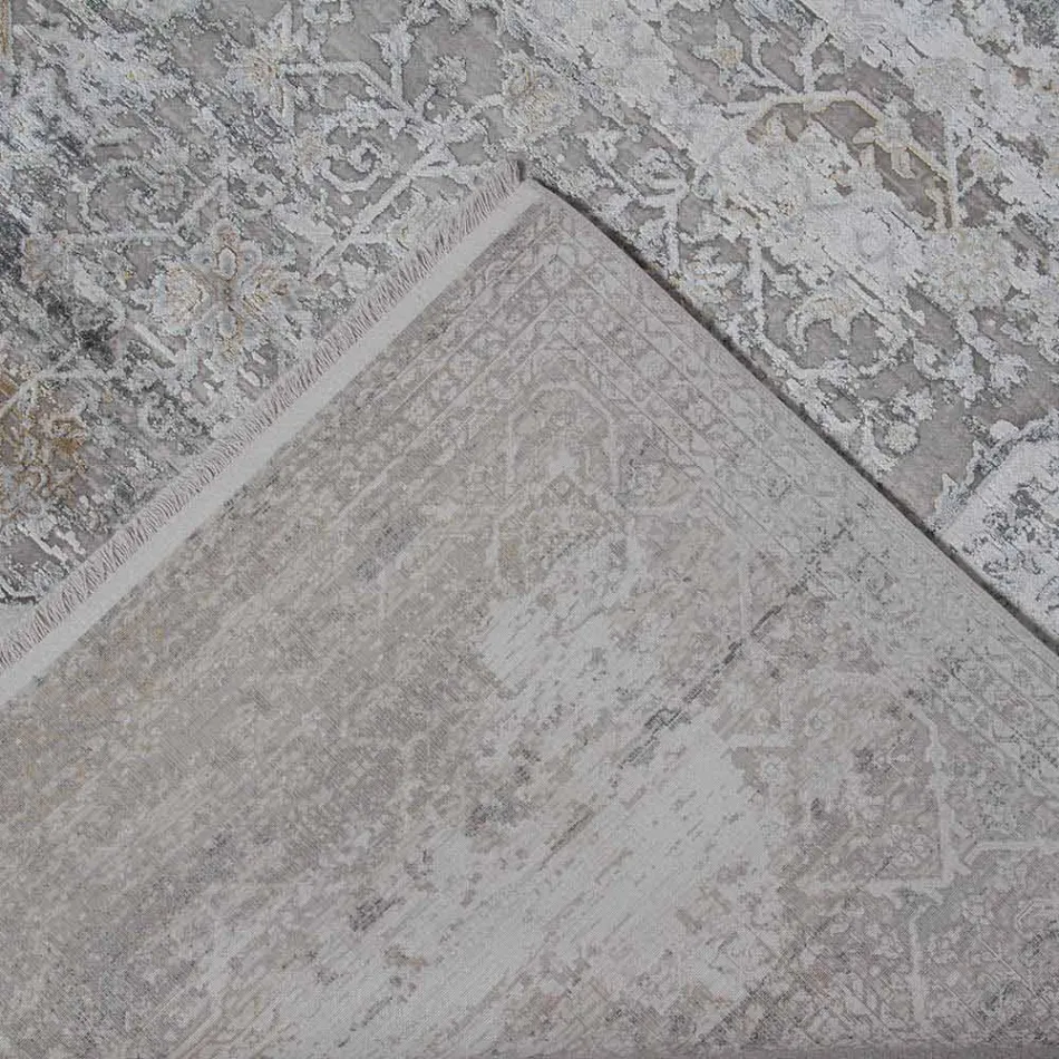 Designer Rug në Viscose dhe Acrylic Grey Grey me Dizajn - President Viadurini