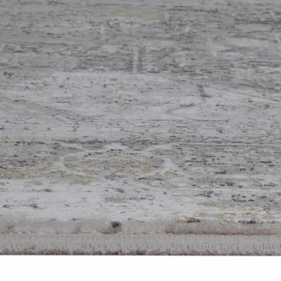 Designer Rug në Viscose dhe Acrylic Grey Grey me Dizajn - President Viadurini