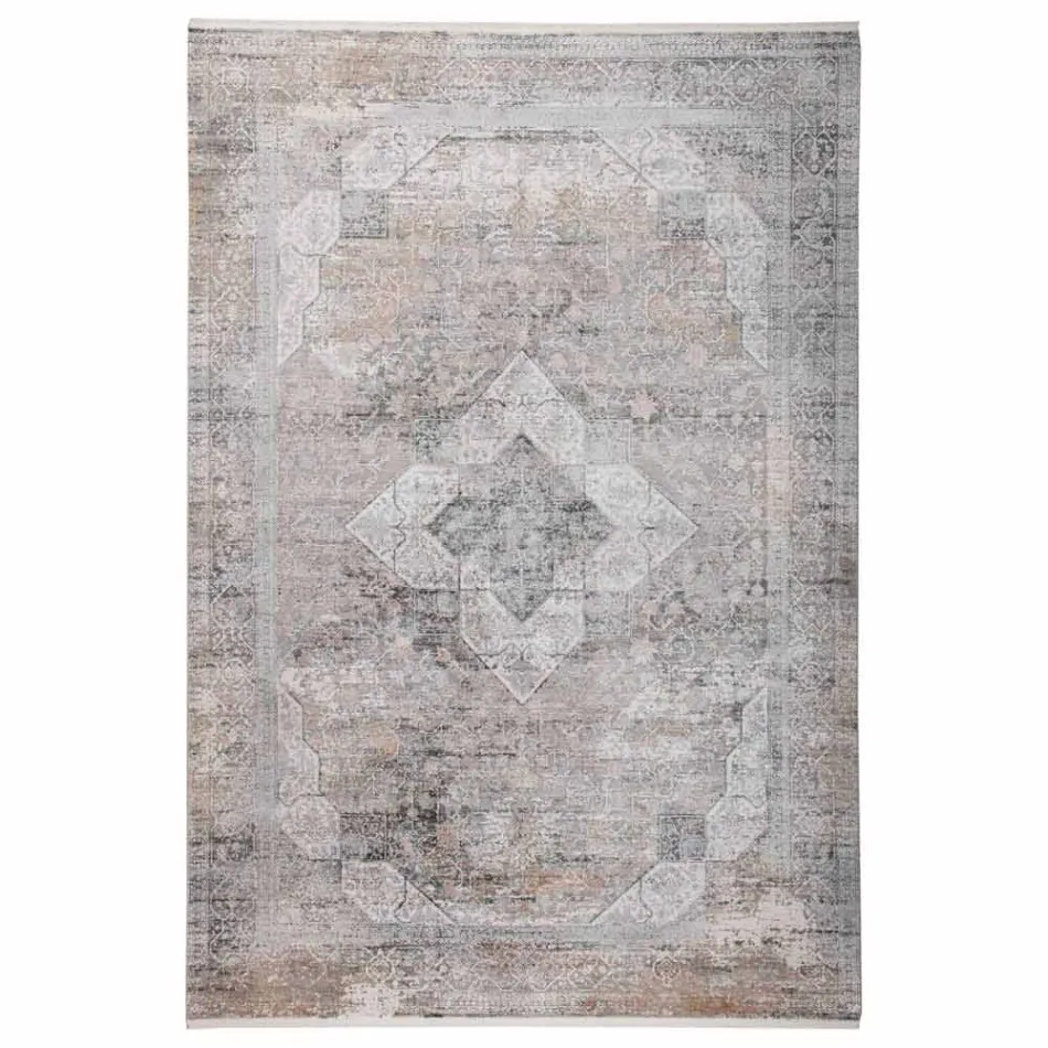 Designer Rug në Viscose dhe Acrylic Grey Grey me Dizajn - President Viadurini