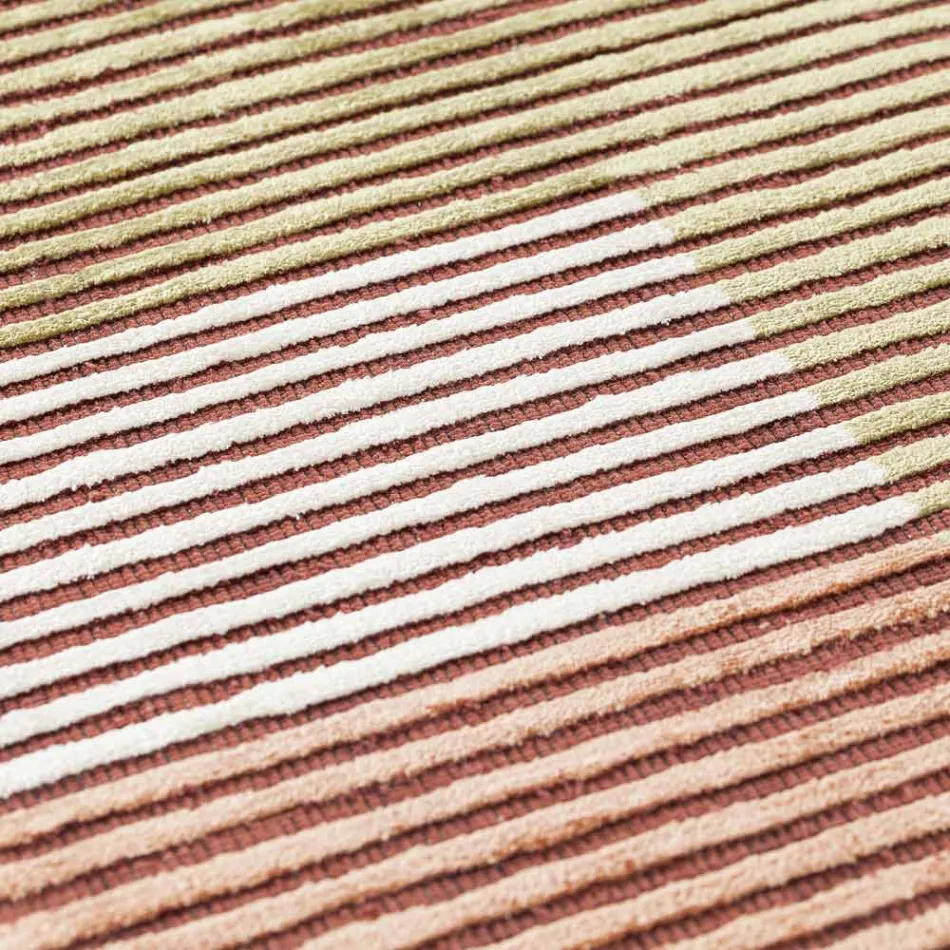 Qilim modular me ngjyrë viskoze i punuar me dorë, i endur në Indi - Gilberto Viadurini