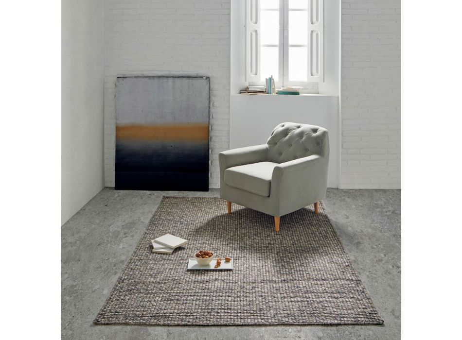 Tapeti modern i punuar me dorë prej leshi dhe pambuku për dhomën e ndenjes - Relikt Viadurini