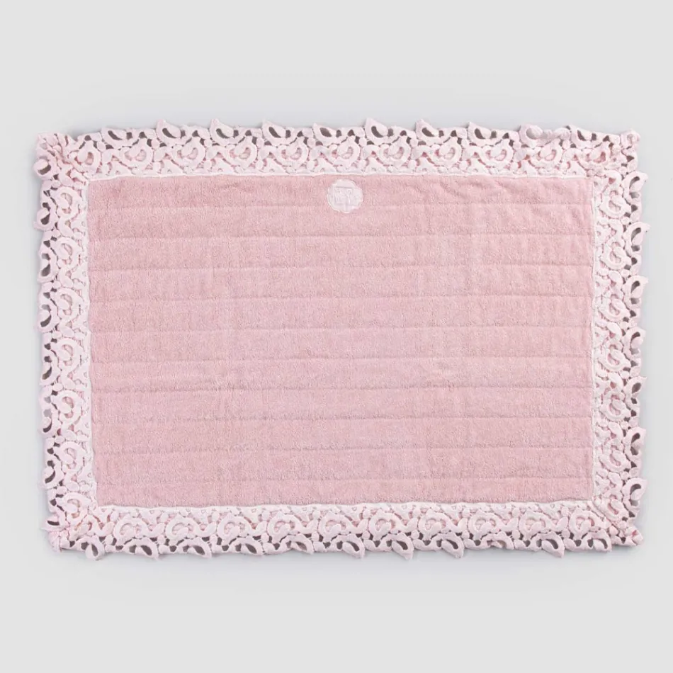 Tapet banjoje sfungjer pambuku dhe liri me 2 ngjyra Poema Lace - Cuorotto Viadurini