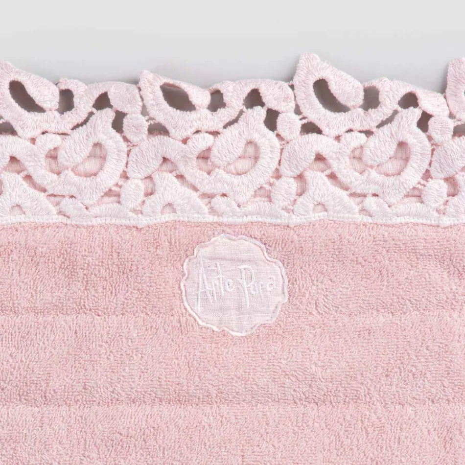 Tapet banjoje sfungjer pambuku dhe liri me 2 ngjyra Poema Lace - Cuorotto Viadurini