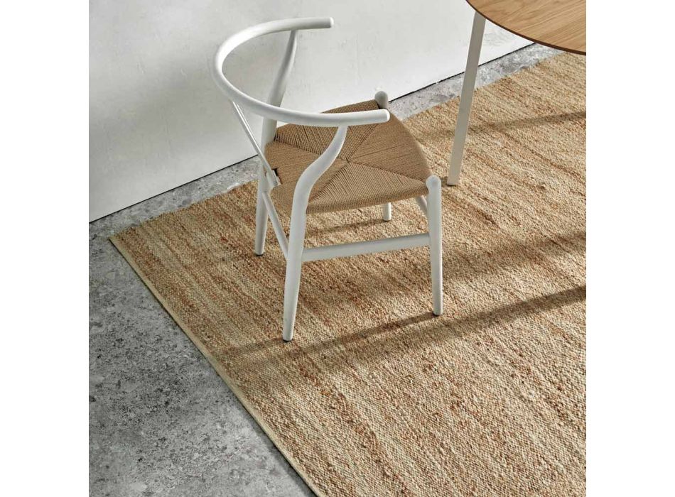 Tapeti drejtkëndor me dizajn modern leshi, jute dhe pambuku për dhomën e ndenjes - Remino Viadurini