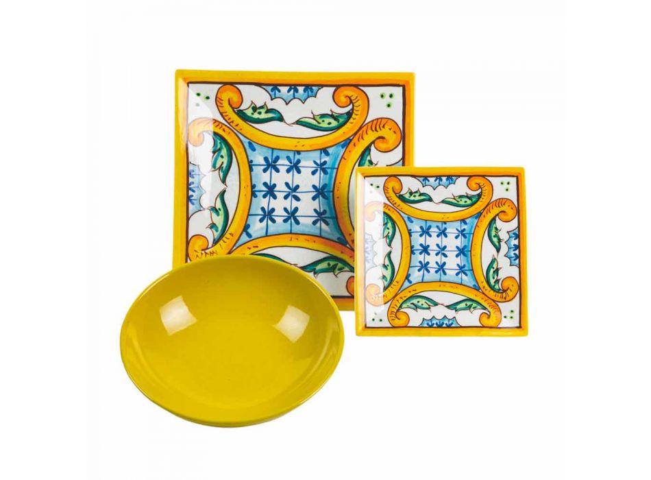Tavolinë elegante me ngjyra, Porcelani dhe Gresi prej guri 18 Copë - Pllaka Viadurini