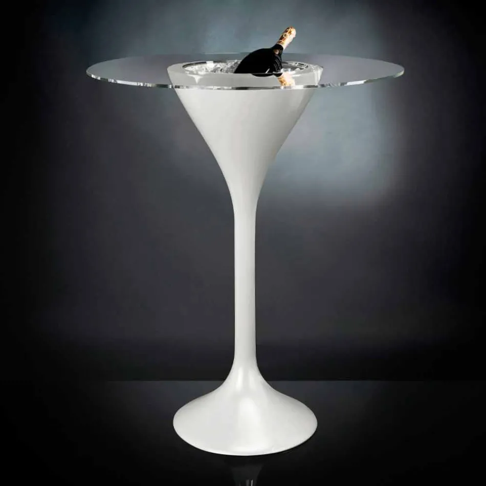 Tavolinë e lartë për kafe në xham dhe polietilen me mbajtëse shishe prodhuar në Itali - Krakov Viadurini