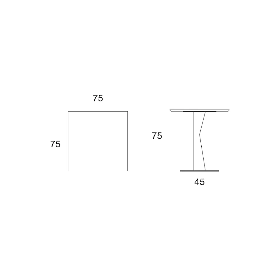 Tavolinë kafeje me katror të lartë në sipërme metalike të pjerrët dhe qeramike mat - Coriko Viadurini