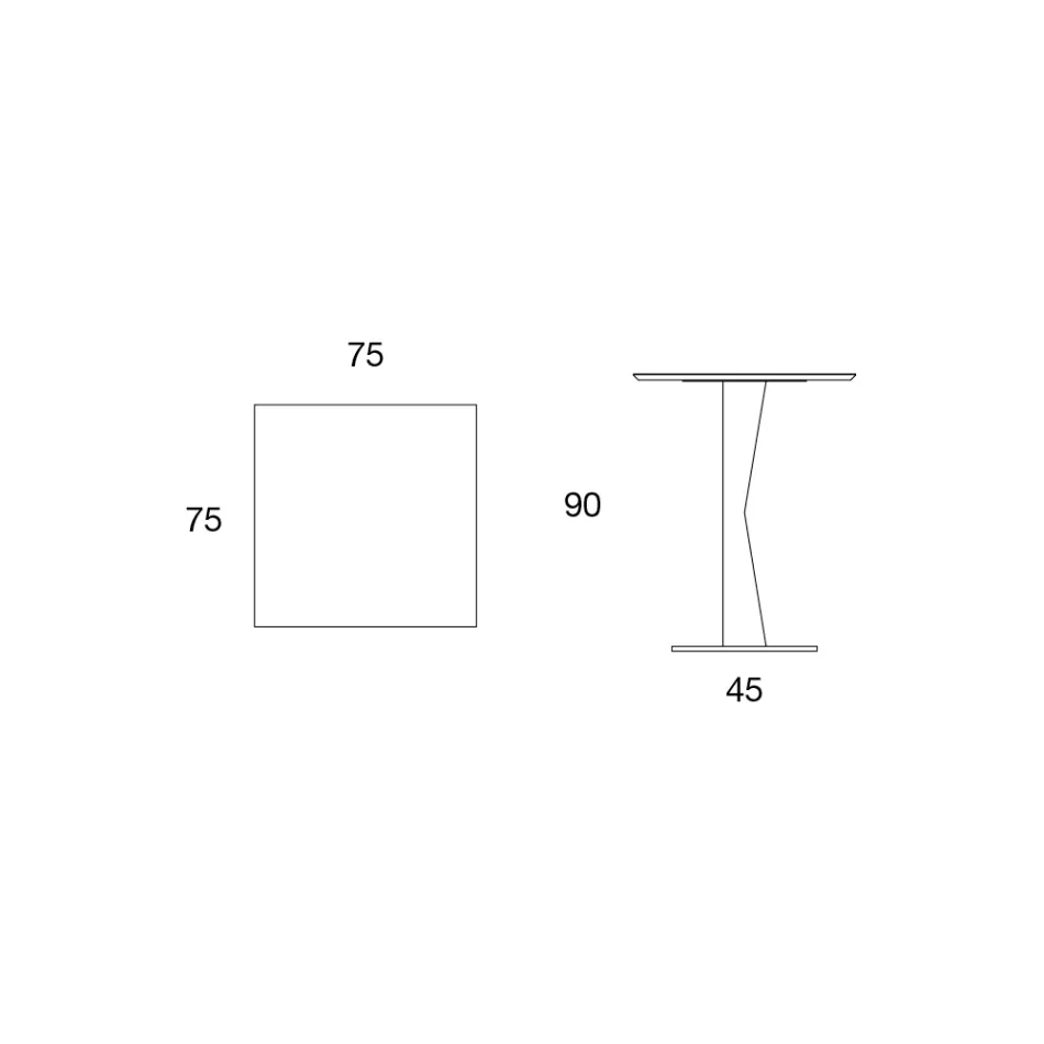 Tavolinë kafeje me katror të lartë në sipërme metalike të pjerrët dhe qeramike mat - Coriko Viadurini