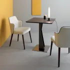 Tavolinë kafeje me katror të lartë në sipërme metalike të pjerrët dhe qeramike mat - Coriko Viadurini