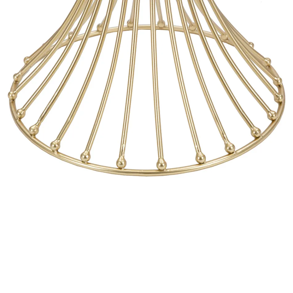 Tavolinë e rrumbullakët e lartë kafeje në hekur të artë me sfera dhe majë prej xhami të tymosur - Dexter Viadurini