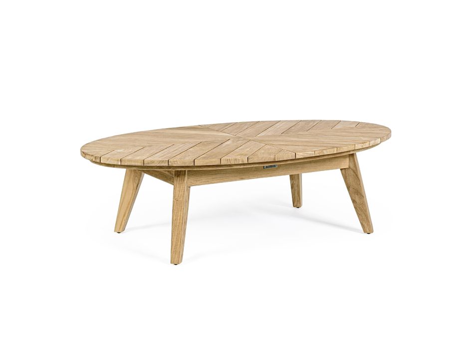 Tavolinë kafeje të ulët në natyrë prej tik me majë ovale, Homemotion - Ricardo Viadurini