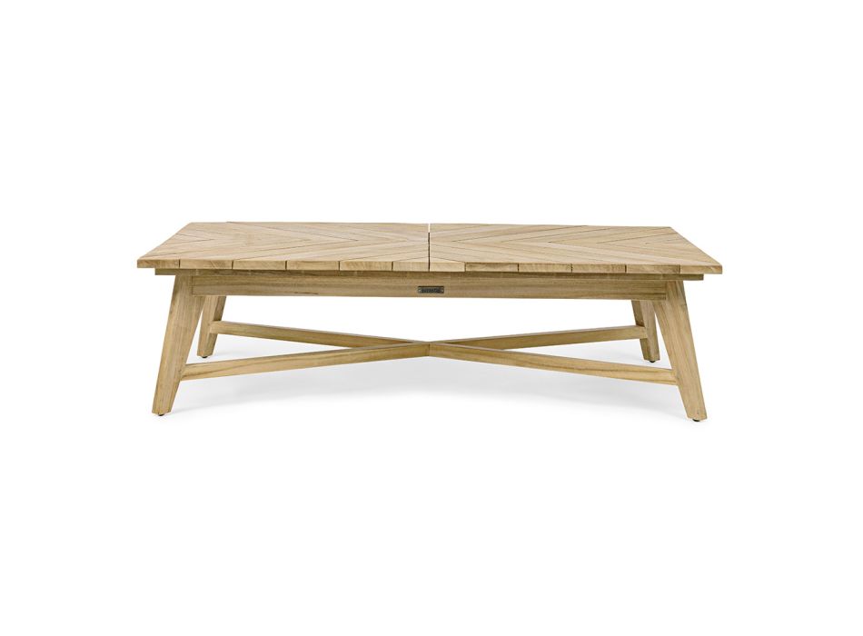 Tavolinë kafeje me formë drejtkëndëshe të ulët në natyrë me dru tik, Homemotion - Stuart Viadurini