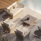 Tavolinë kafeje të ulët kopshti me majë pllake prej guri Prodhuar në Itali - Bresson Viadurini