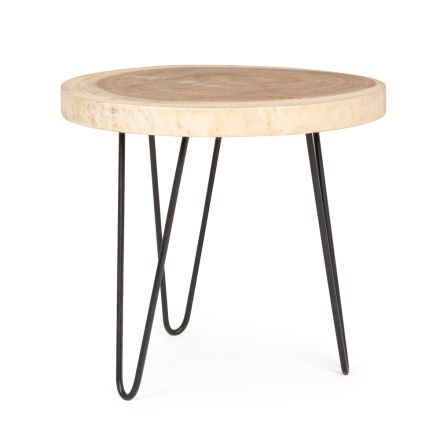 Tavolinë e ulët për dhomën e ndenjes në alumin dhe sipër me dru natyral - Crotone Viadurini