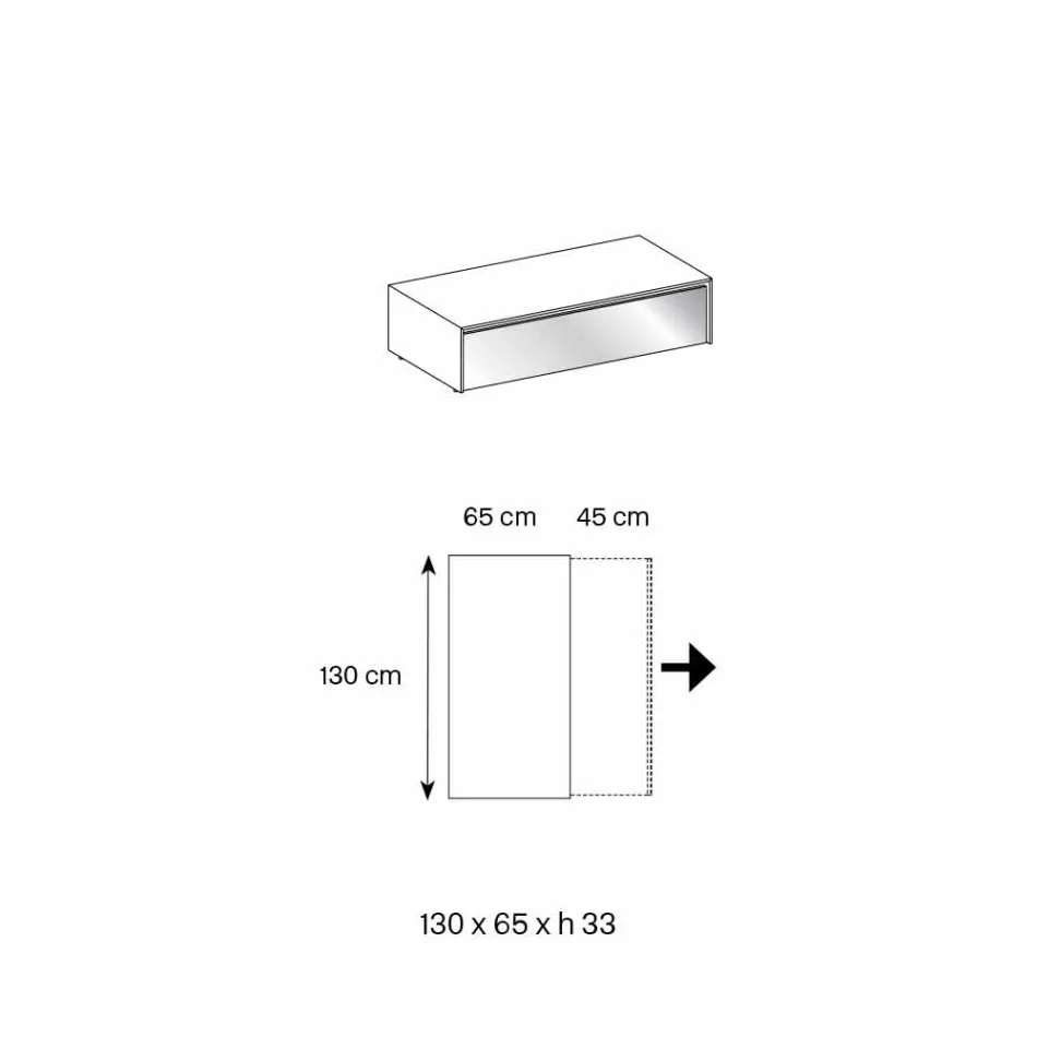 Tavolinë e ulët për dhomën e ndenjes në sirtarë prej qelqi dhe druri të tymosur 3 madhësi - Mantra Viadurini