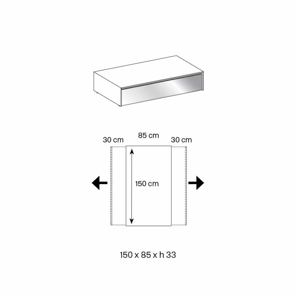 Tavolinë e ulët për dhomën e ndenjes në sirtarë prej qelqi dhe druri të tymosur 3 madhësi - Mantra Viadurini