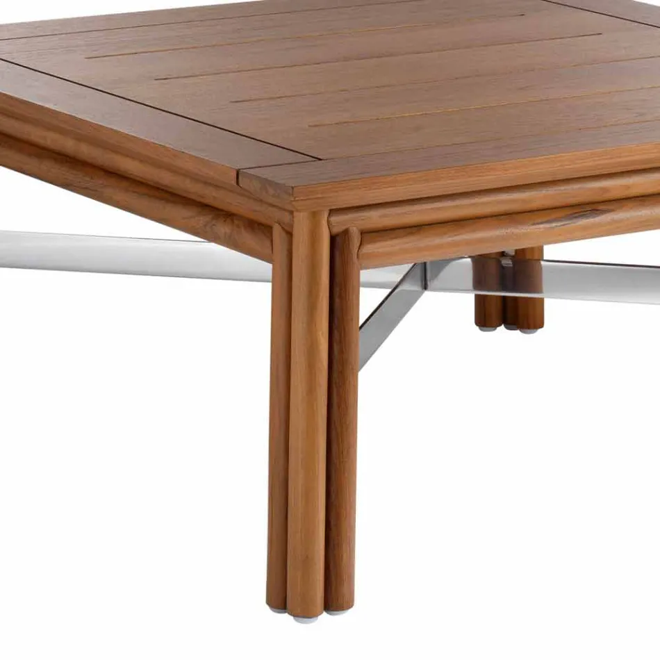 Tavolinë kafeje katrore e ulët për dhomën e ndenjes në natyrë në dru natyral ose të zi - Suzana Viadurini