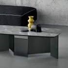 Tavolinë kafeje e ulët Dhoma e ndenjes Qeramike e sipërme dhe këmbë prej xhami të tymosur 3 madhësi - të rastësishme Viadurini