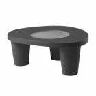 Tavolinë e ulët Tabela me rrëshqitje të ulët Lita Tabela polietileni dhe qelqi e prodhuar në Itali Viadurini