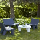 Tavolinë e ulët Tabela me rrëshqitje të ulët Lita Tabela polietileni dhe qelqi e prodhuar në Itali Viadurini