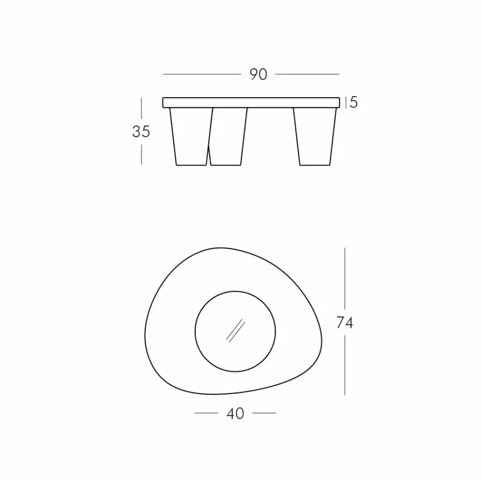 Tavolinë e ulët Tabela me rrëshqitje të ulët Lita Tabela polietileni dhe qelqi e prodhuar në Itali Viadurini