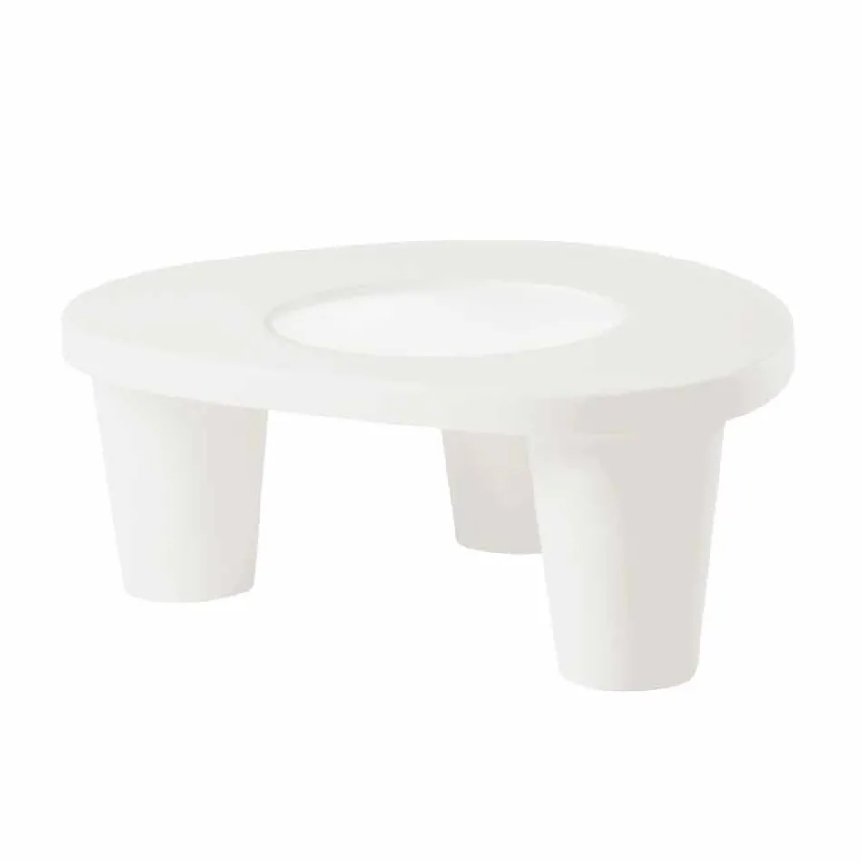 Tavolinë e ulët Tabela me rrëshqitje të ulët Lita Tabela polietileni dhe qelqi e prodhuar në Itali Viadurini