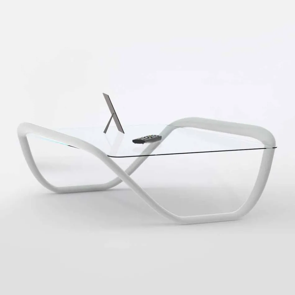 Dizajni modern i tryezës së bardhë në xhami dhe Adamantx® Continuum Viadurini