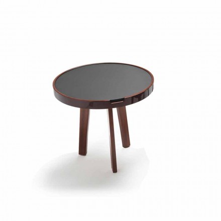 Tavolinë koktej me majë të zezë lëkure, me diametër 60 cm, Selmo Viadurini