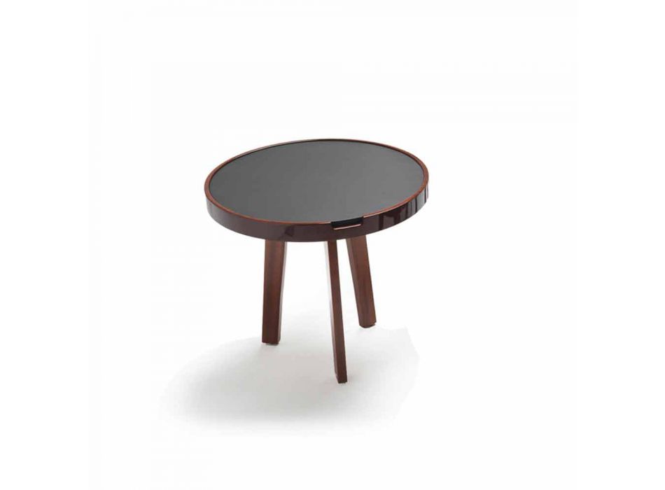 Tavolinë koktej me majë të zezë lëkure, me diametër 60 cm, Selmo Viadurini