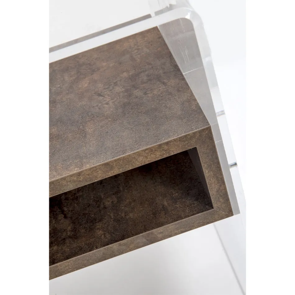 Tavolinë e riciklueshme pranë shtratit prej pleksiglasi dhe druri - Pascoli Viadurini