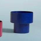 Tavolina e rrumbullakët e shtratit të dizajnit modern në Bordo ose Dru blu - Vinnie Viadurini