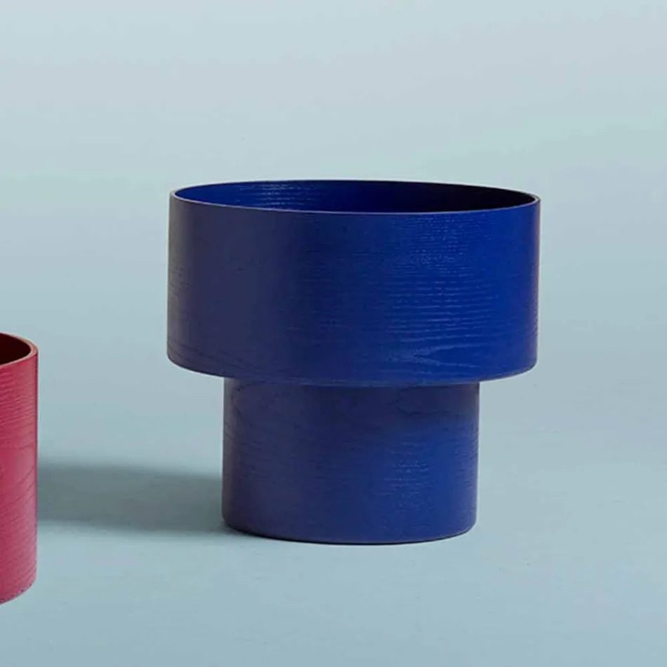 Tavolina e rrumbullakët e shtratit të dizajnit modern në Bordo ose Dru blu - Vinnie Viadurini